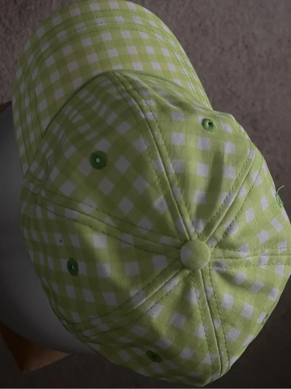 Roller Rabbit Remi Lime Green & White Gingham Cap